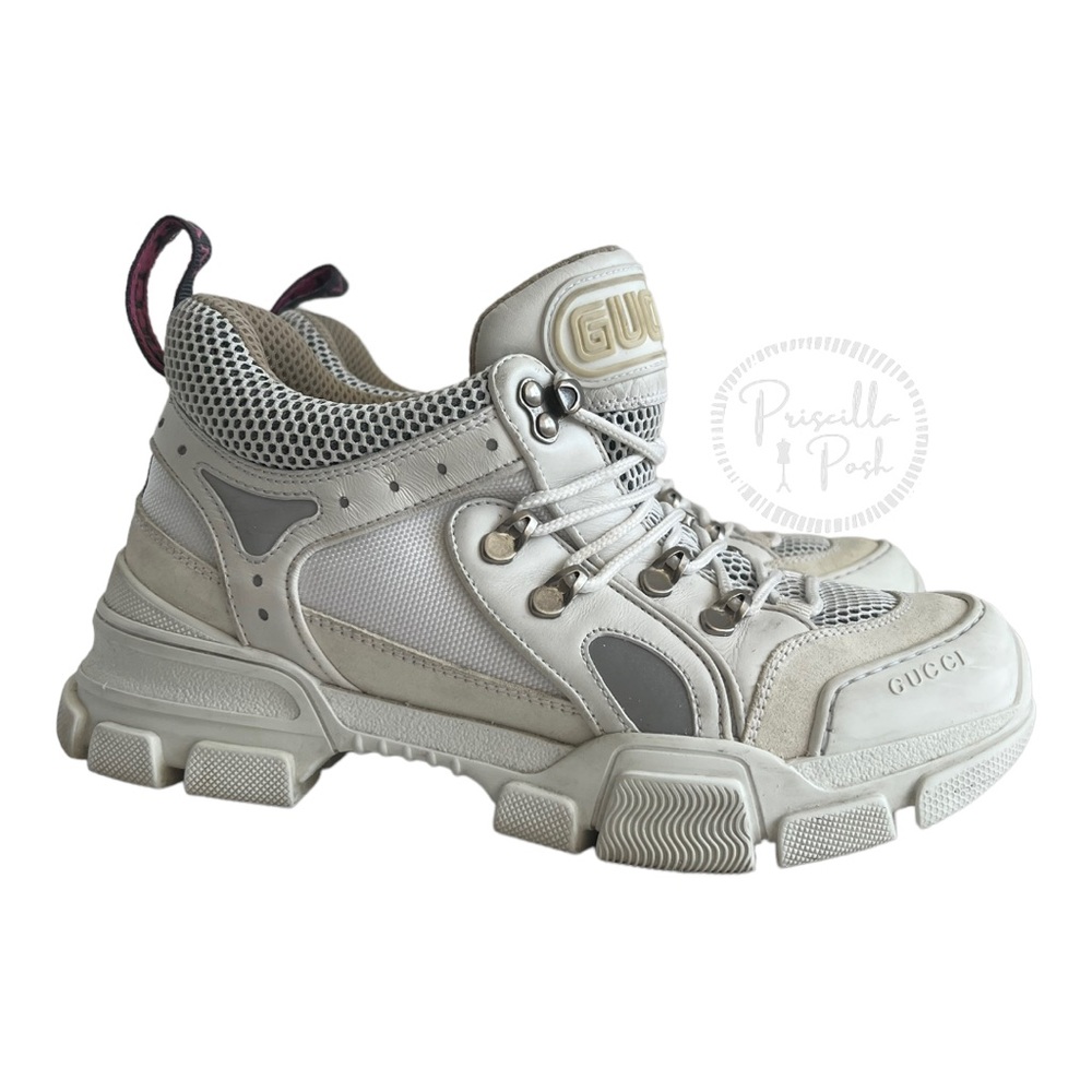 Gucci White Leather Reflective Chunky Sneakers Lug Sole 9